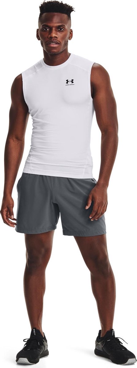 Under Armour UA HG Armour Comp SL-WHT sportstrøje til mænd - hvid - sort