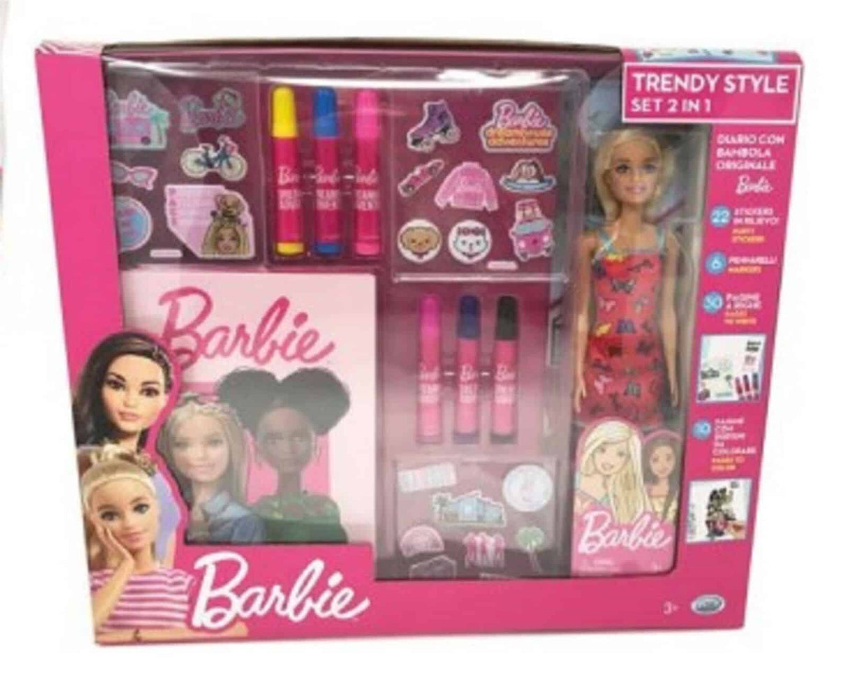 Mattel barbiedukken trendy stilsæt med dagbog og tuscher