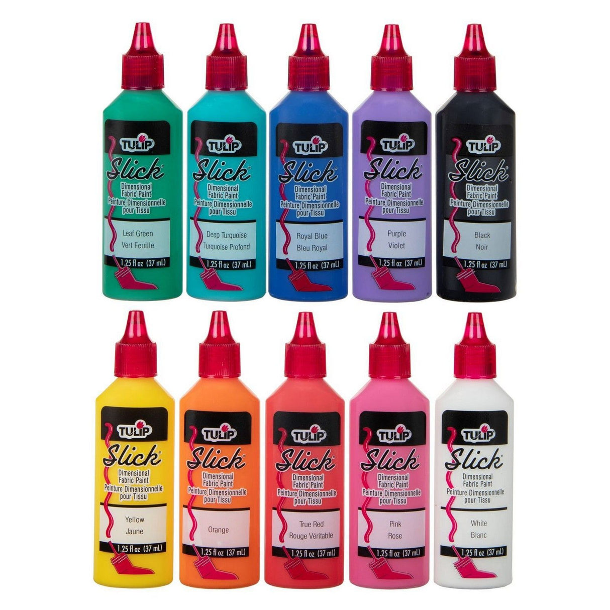 Tulipan • 3D tekstilmaling 37ml regnbuefarvekollektion 10stk.