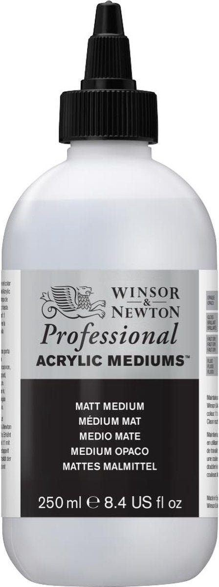 Winsor Newton 3040936 professionel akryl mat medium 250 ml - akryl medium for mat finish forbedret flow