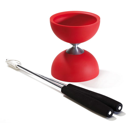 Eureka gummi Diabolo med aluminiumstænger - rød