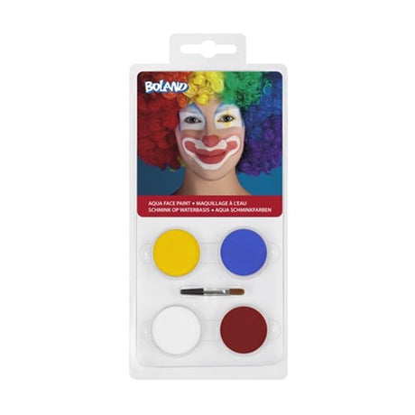 Boland vandbaseret klovne make-up palettesæt (4 krukker og 1 applikator)