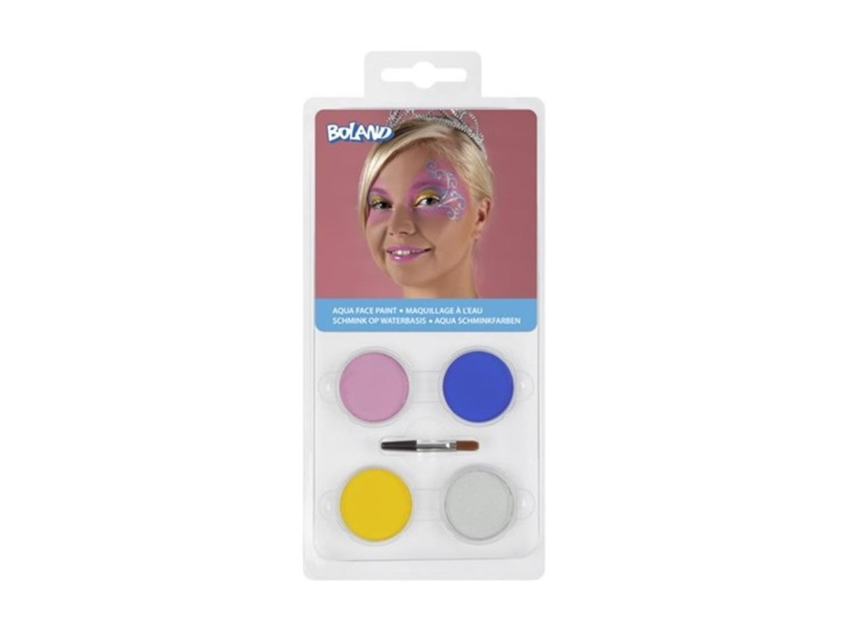 Boland vandbaseret prinsesse make-up palettesæt (4 krukker og 1 applikator)