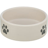 Trixie Food Bowl Drink Bowl Dog Paw Motif Keramisk lysegrå grå