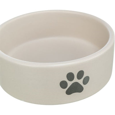 Trixie Food Bowl Drink Bowl Dog Paw Motif Keramisk lysegrå grå