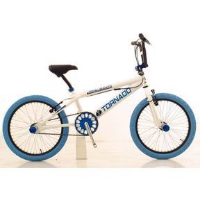 Royal BMX cykel - Bugatti tornado freestyle 20 tommer - hvid med blå dæk