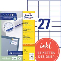 Avery etiketten quickpeel 2700 stuks wit
