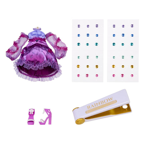 Rainbow high be blændende modedukker - noémie violette (lilla) med bedazzle-værktøj og glitrende rhinsten