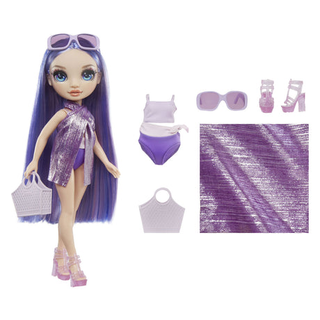 Regnbuehøj svømmestil modedukke - 28 cm - violet (lilla)