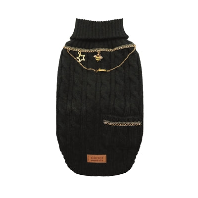 Croci hundesweater med kæde guldfarvet sort