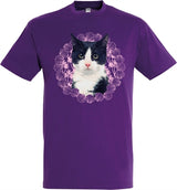T-shirt kat sort hvid lilla