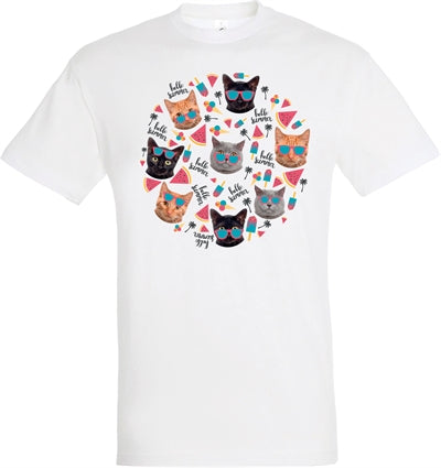 T-shirt hej sommerkatte hvide
