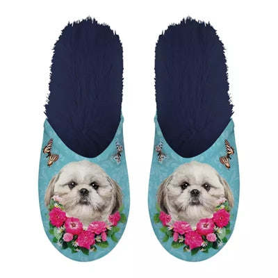 Hjemmesko shih tzu lyseblå mørkeblå