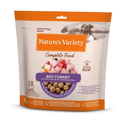 Natures sort frysetørret komplet mini voksen 1-10 kg kalkun