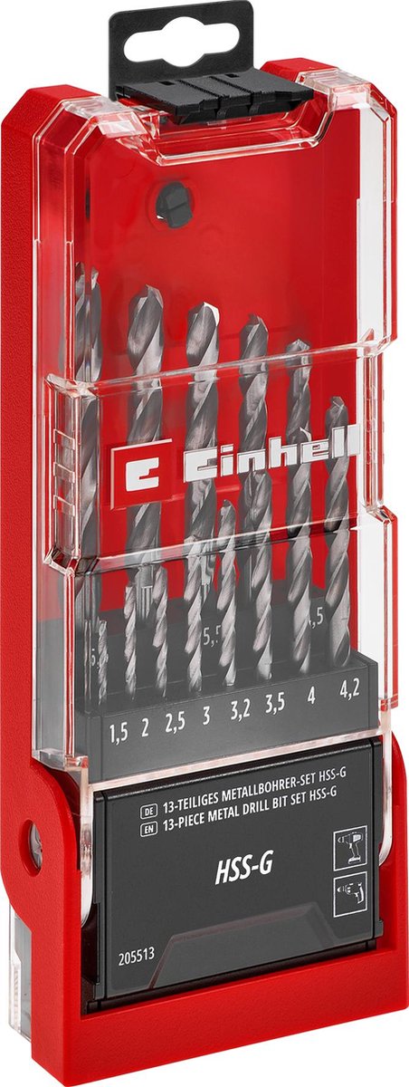 Einhell boresæt - 13 dele - hss-g sølv - borekasse
