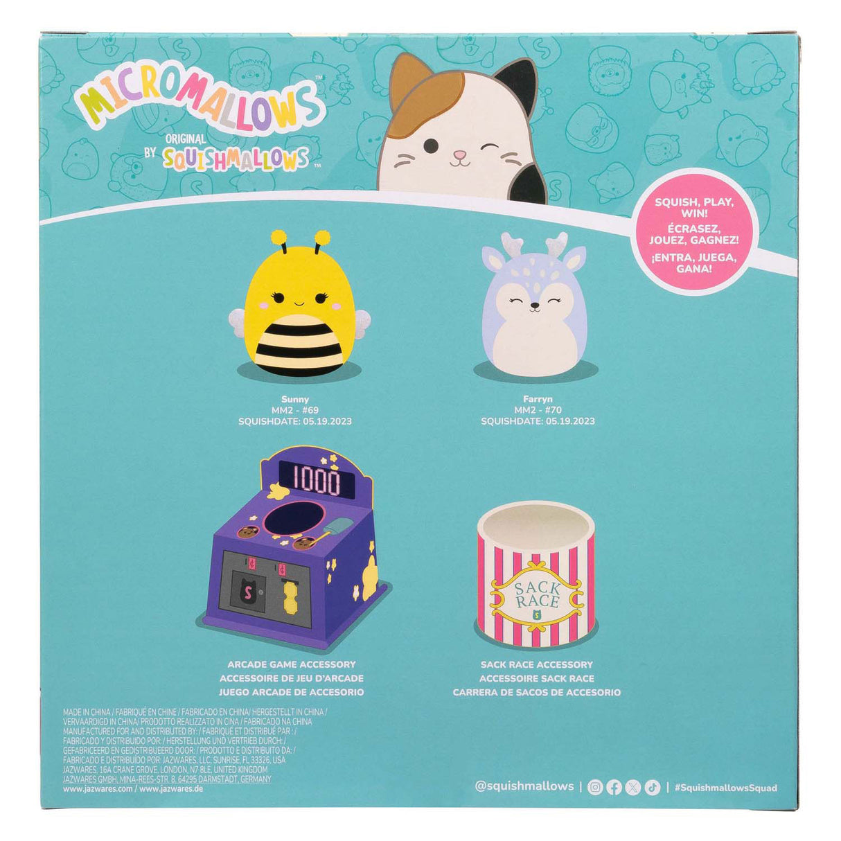 Squishmallows krammeplys mikromallows - game on, 4 stk.