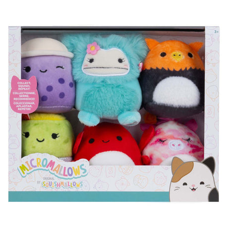 Squishmallows nuttede plysmikromallows - myrnam henley, carlos, anjara, joelle, poplina, 6-pack