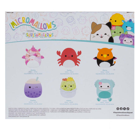 Squishmallows nuttede plysmikromallows - myrnam henley, carlos, anjara, joelle, poplina, 6-pack