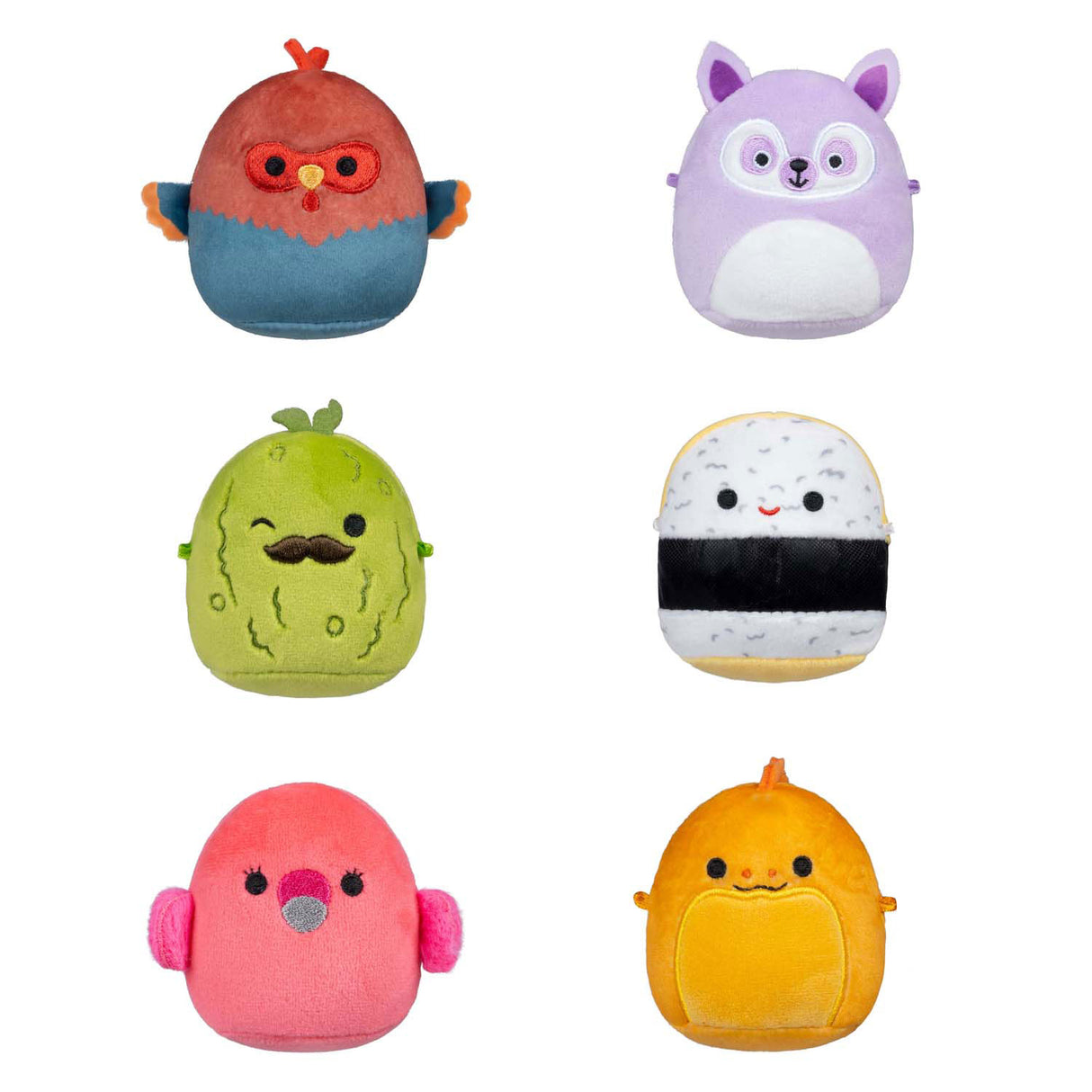 Squishmallows nuttede plys-mikromallows - charles, onel, mo, småkage, siv, layla, 6-pack