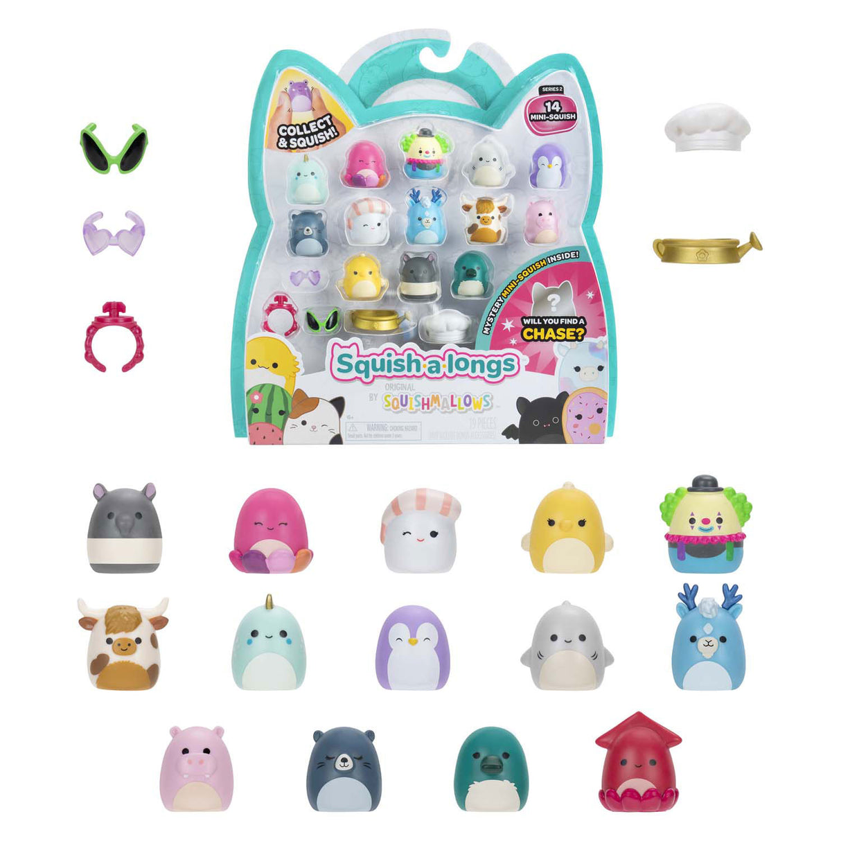 Squishmallows - squish-a-longs spillefigurer, 14 stk.