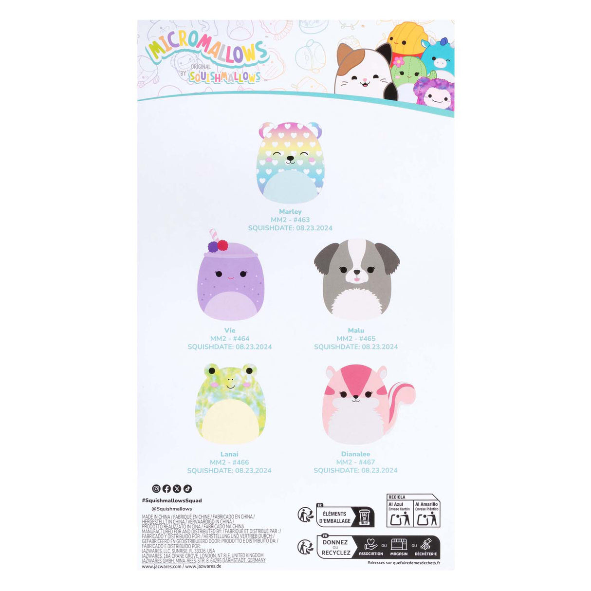 Jazwares squishmallows krammeplys mikromallows, 5 stk.