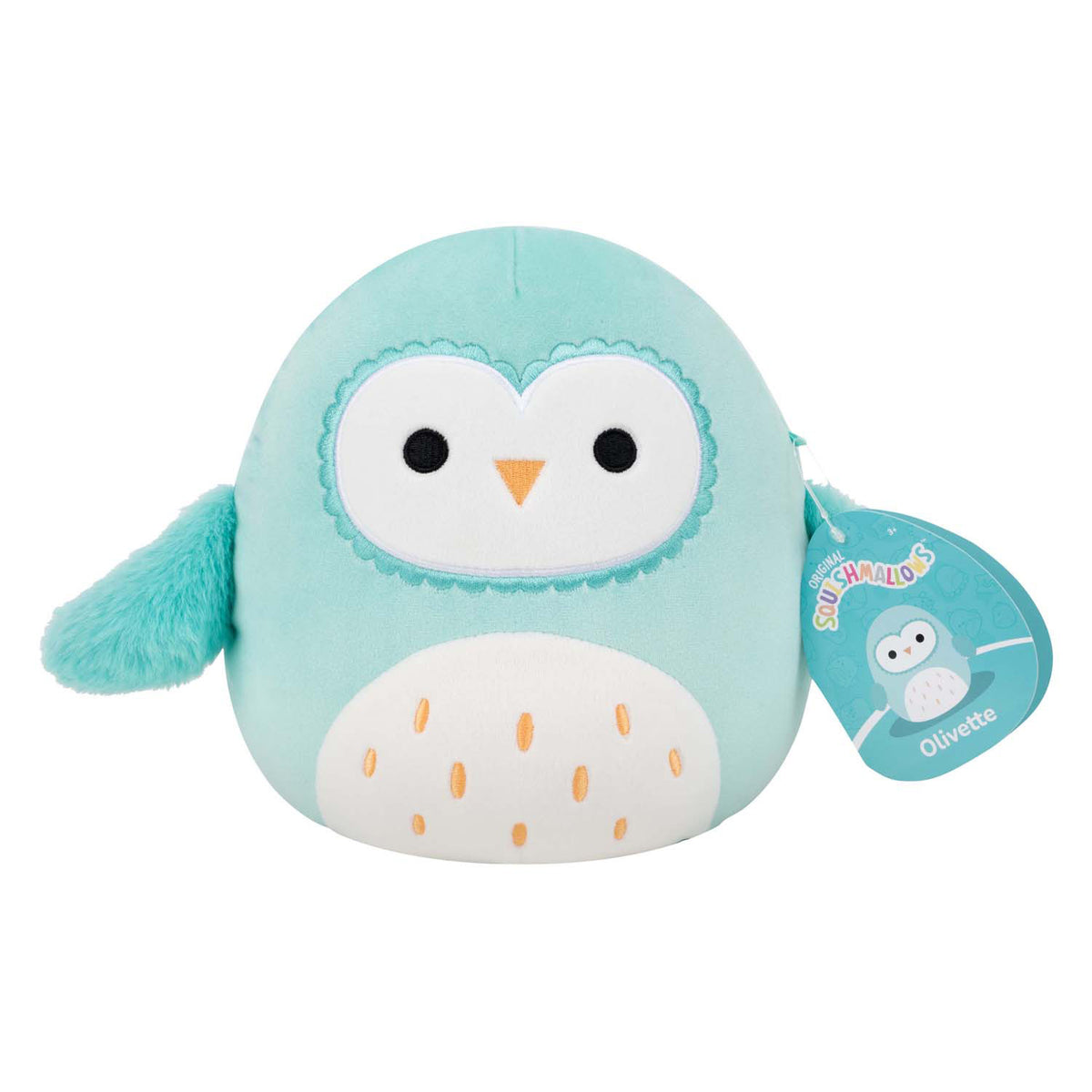 Jazwares squishmallows krammeplys - olivette slørugle - 19 cm