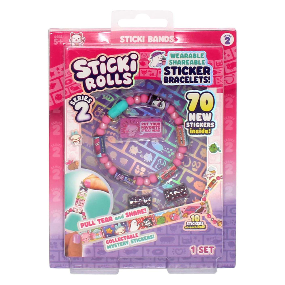 Jazwares sticki rolls armbånd med 70 klistermærker