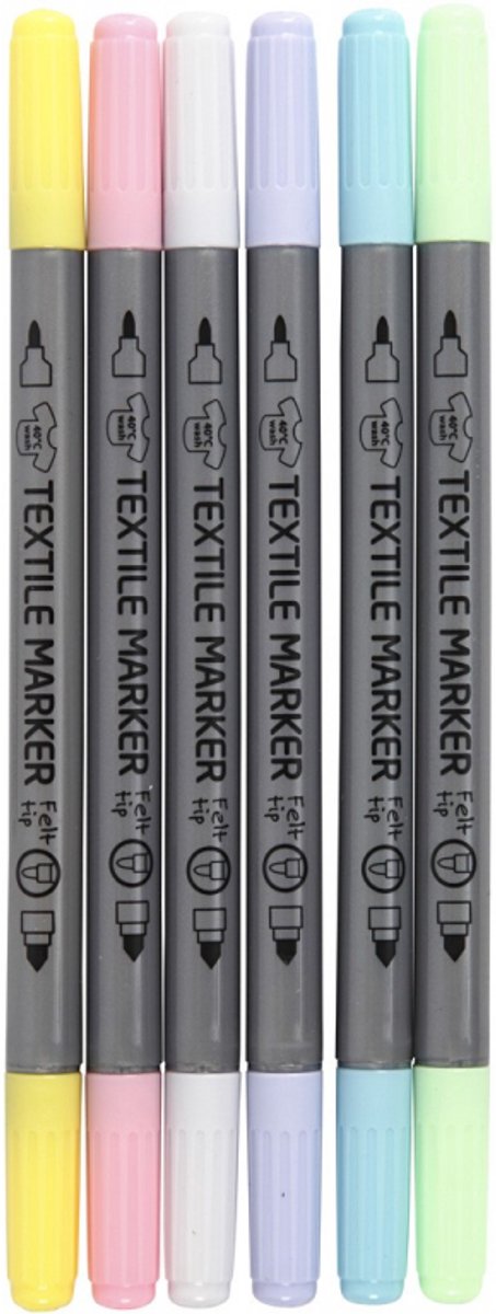 Creativ company cc tekstiltuscher pastel 6 stk