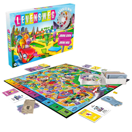 Hasbro livssti - familiebrætspil for 2 til 4 spillere - indendørs spil for børn fra 8 år - pinde i 6 farver