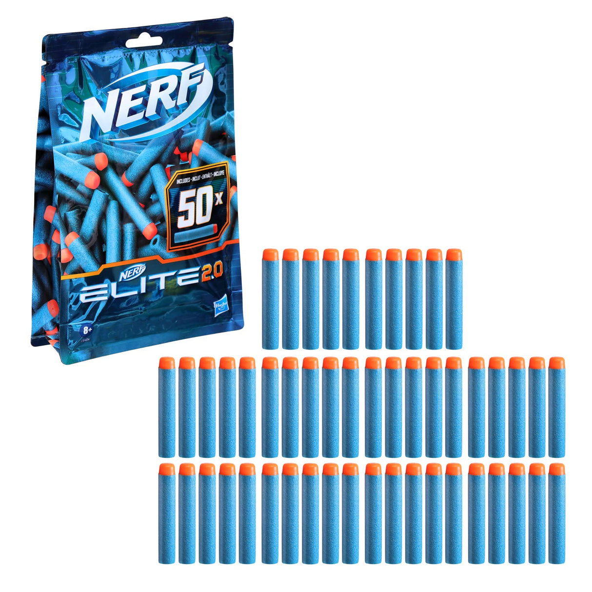 Nerf elite 2.0 refill pack - med 50 officielle elite 2.0 dart - elite dart