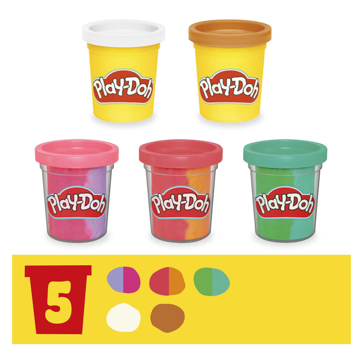 Play-doh rainbow softice legesæt - 5 lerpotter