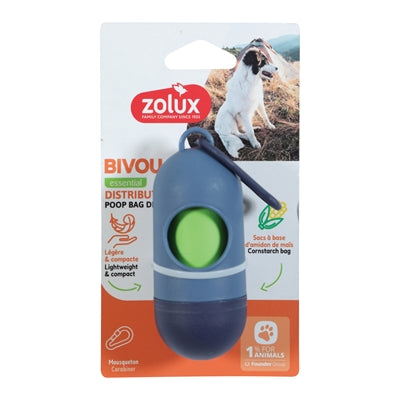 Zolux bvk poep bagholder + 15 poop poser blå