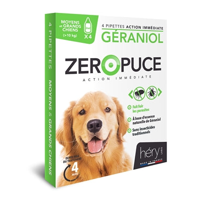 Hery zeropuce loppedråber hund geraniol uden kemikalier