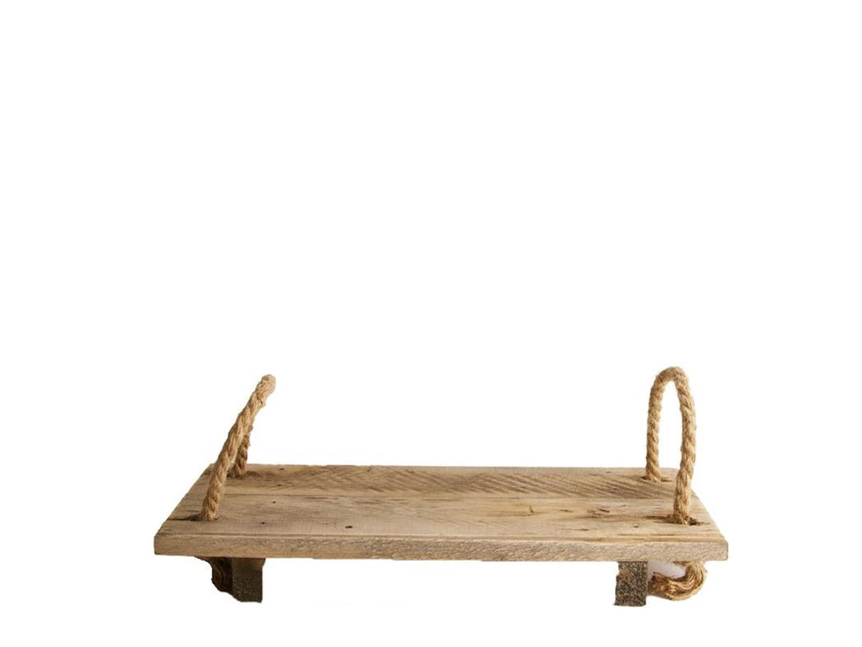Dijk natural collections træbakke med rebhåndtag 37x16x5cm antikt look