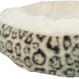 Trixie hundeseng leo blød rund plys creme leopardprint