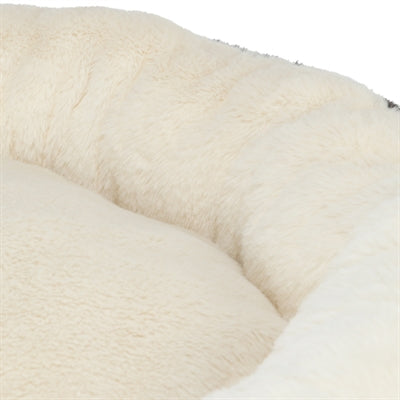 Trixie hundeseng leo blød rund plys creme leopardprint
