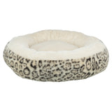 Trixie hundeseng leo blød rund plys creme leopardprint