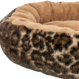 Trixie hundeseng leo blød rund plys brun leopardprint