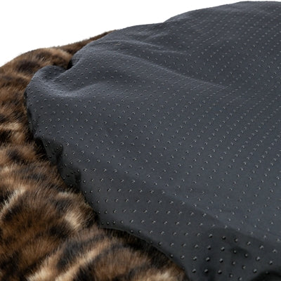 Trixie hundeseng leo blød rund plys brun leopardprint