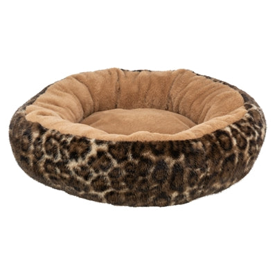Trixie hundeseng leo blød rund plys brun leopardprint