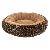Trixie hundeseng leo blød rund plys brun leopardprint