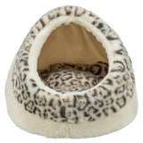 Trixie katteseng iglo leo blød plys creme leopardprint