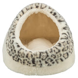 Trixie katteseng iglo leo blød plys creme leopardprint