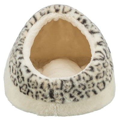 Trixie katteseng iglo leo blød plys creme leopardprint