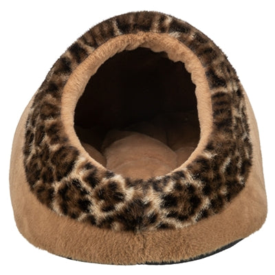 Trixie katteseng iglo leo blødt plys brunt leopardprint