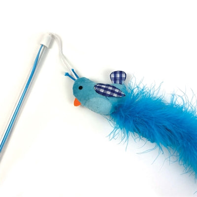 Happy pet tabby patch kattestang fugl blå