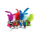 Glad kæledyr tabby patch safari mus med fjer assorteret