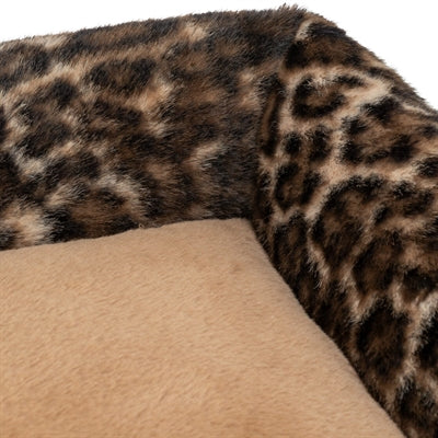 Trixie hundeseng Leo kantet leopardprint brun