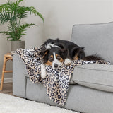 Trixie hundetæppe leo blød plys creme med leopardprint