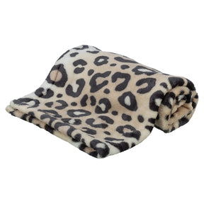 Trixie hundetæppe leo blød plys creme med leopardprint